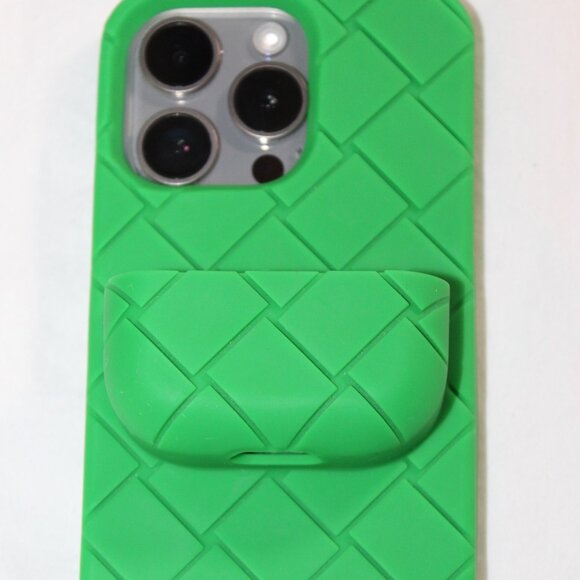 Bottega Veneta iPhone 15 Pro Intrecciato Weave Holder Case Ear Pod Holder - Picture 2 of 9